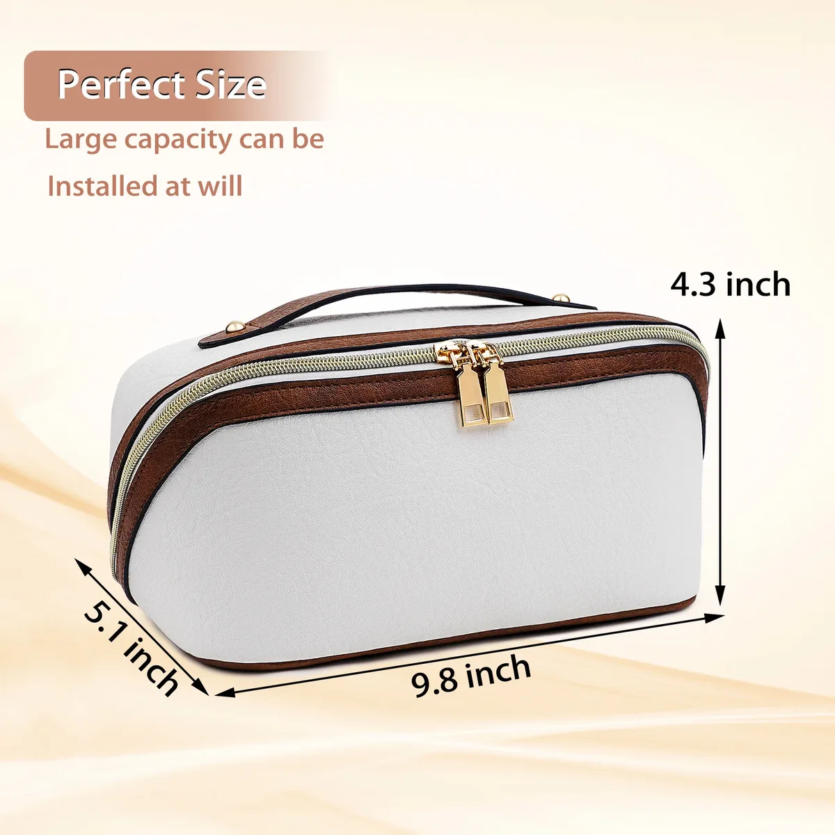 sac à cosmétiques de voyage de grande capacité, trousse de maquillage en cuir pu étanche, organisateur, pochette de toilette portable pour femmes, rangement de salle de bain
