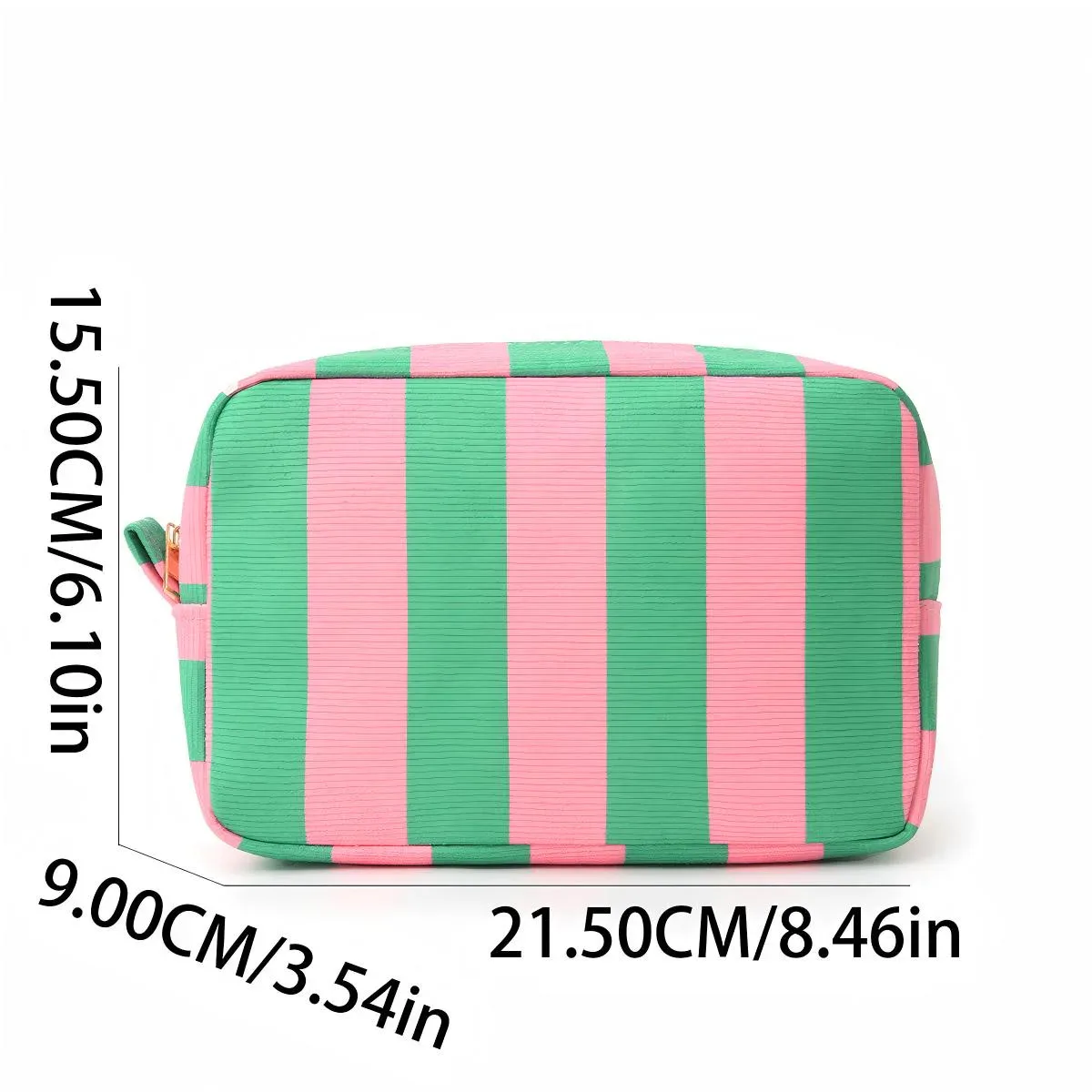 sac de maquillage rayé en forme de boîte pour femmes, sac à cosmétiques portable avec fermeture éclair, organisateur de voyage, pochette de rangement pour articles de toilette féminins