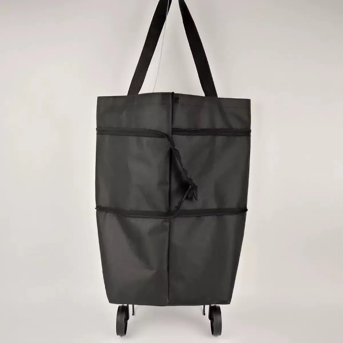 chariot de courses léger et portable, pliable, avec sac à bandoulière et roues, chariot à pousser à la main pour usage domestique