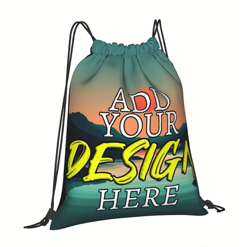 1 sac à dos personnalisé avec cordon de serrage et photo | polyester, lavable en machine, avec poche utilitaire et fermeture, pour la randonnée, la salle de sport et les voyages