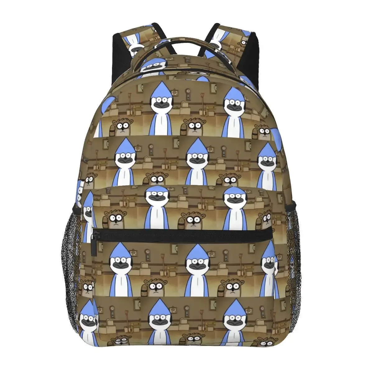 mordecai and rigby regular show – sacs à dos graphiques avec personnages de dessins animés, cartable pour garçons et filles, sacs d'école, sac à dos de voyage, sac à bandoulière