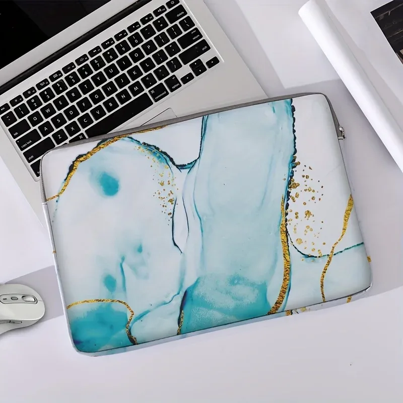 ensemble 1 pièce, sac pour ordinateur portable à motif imprimé marbre, porte-documents, adapté aux ordinateurs portables de 14 pouces, sac fixe pour ordinateur portable