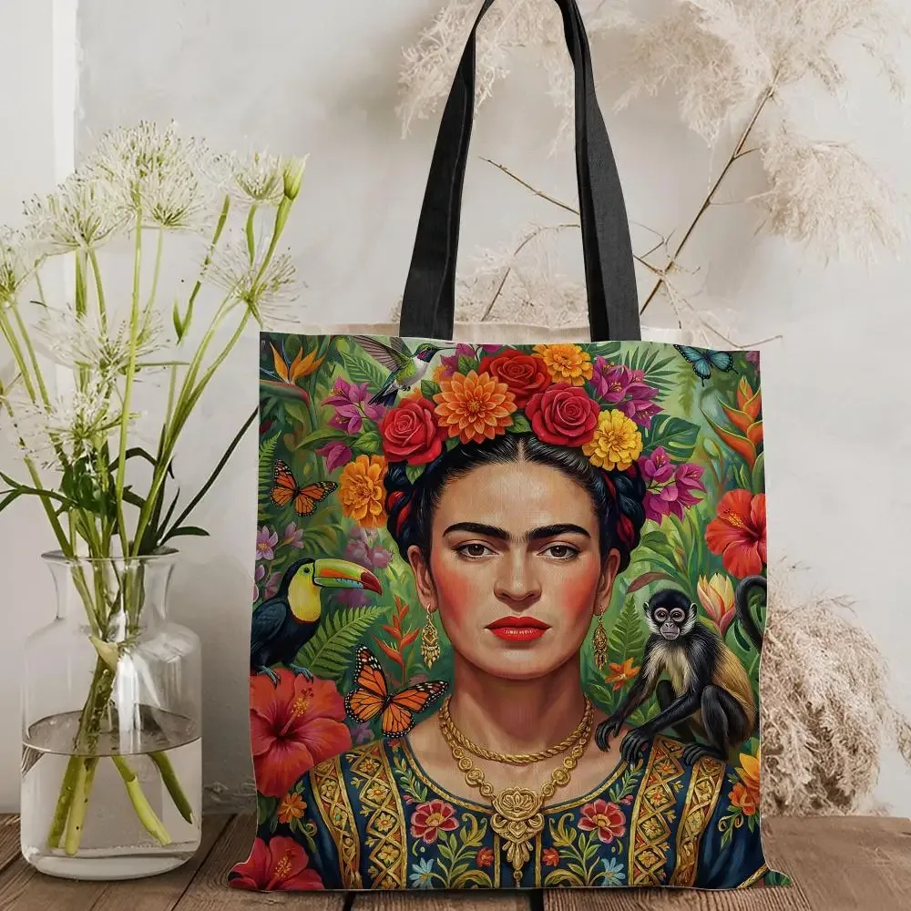 sacs de rangement pour l'art, sac fourre-tout en toile imprimé double face, sac à main à bandoulière grande capacité pour femme, tendance