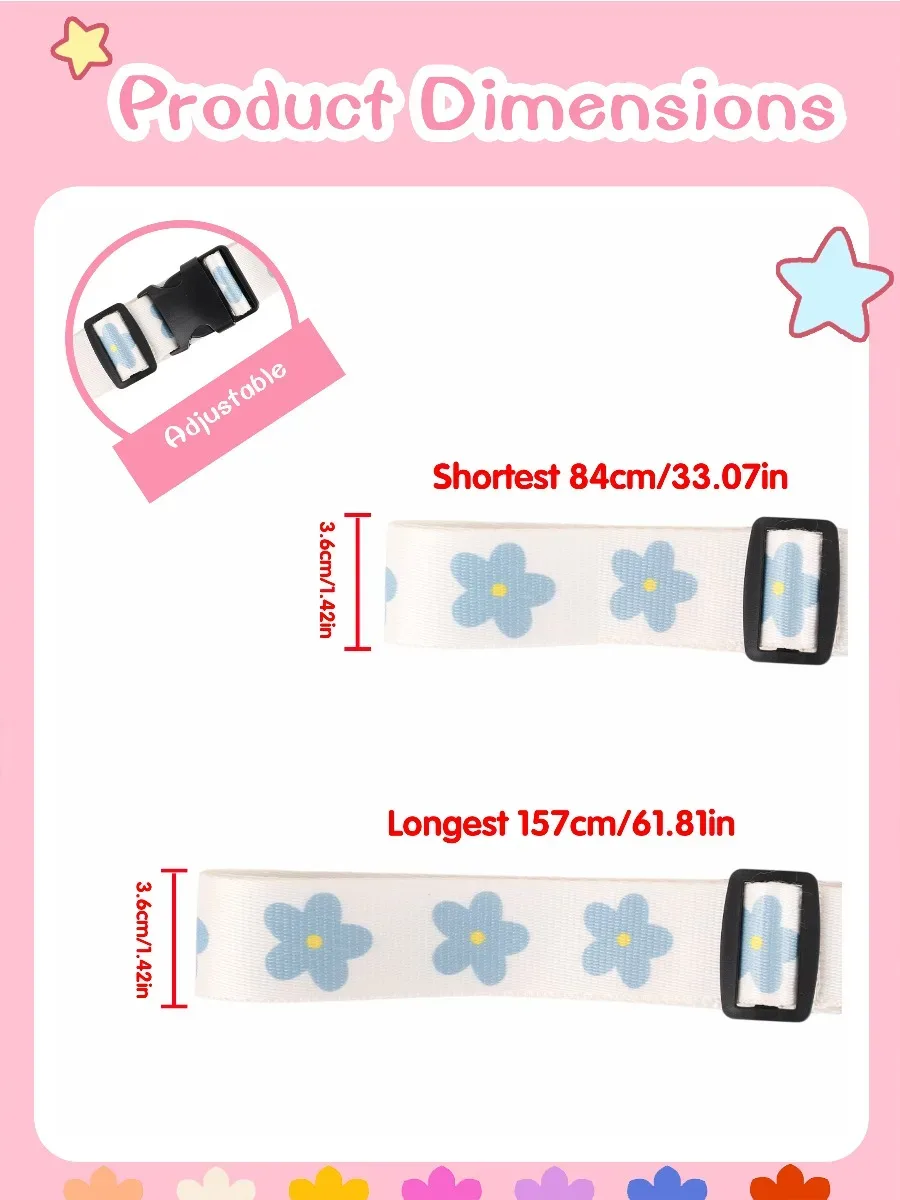 sangle de bagage décontractée et mignonne, imprimé fleurs et cœurs, multifonctionnelle, réglable, polyvalente, durable, pour les voyages d'affaires quotidiens