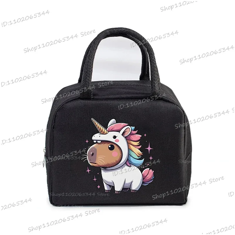 kawaii capybara design boîte à déjeuner sac de rangement femmes dessin animé capybara imprimer portable bento sacs animaux capybara amant sacs à déjeuner
