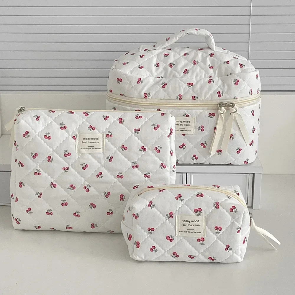 2025 nouveau 3 sacs ensemble femmes sac de maquillage grande capacité cosmétique toilette pochette de rangement sac à main maquillage carré fermeture éclair quilting sac