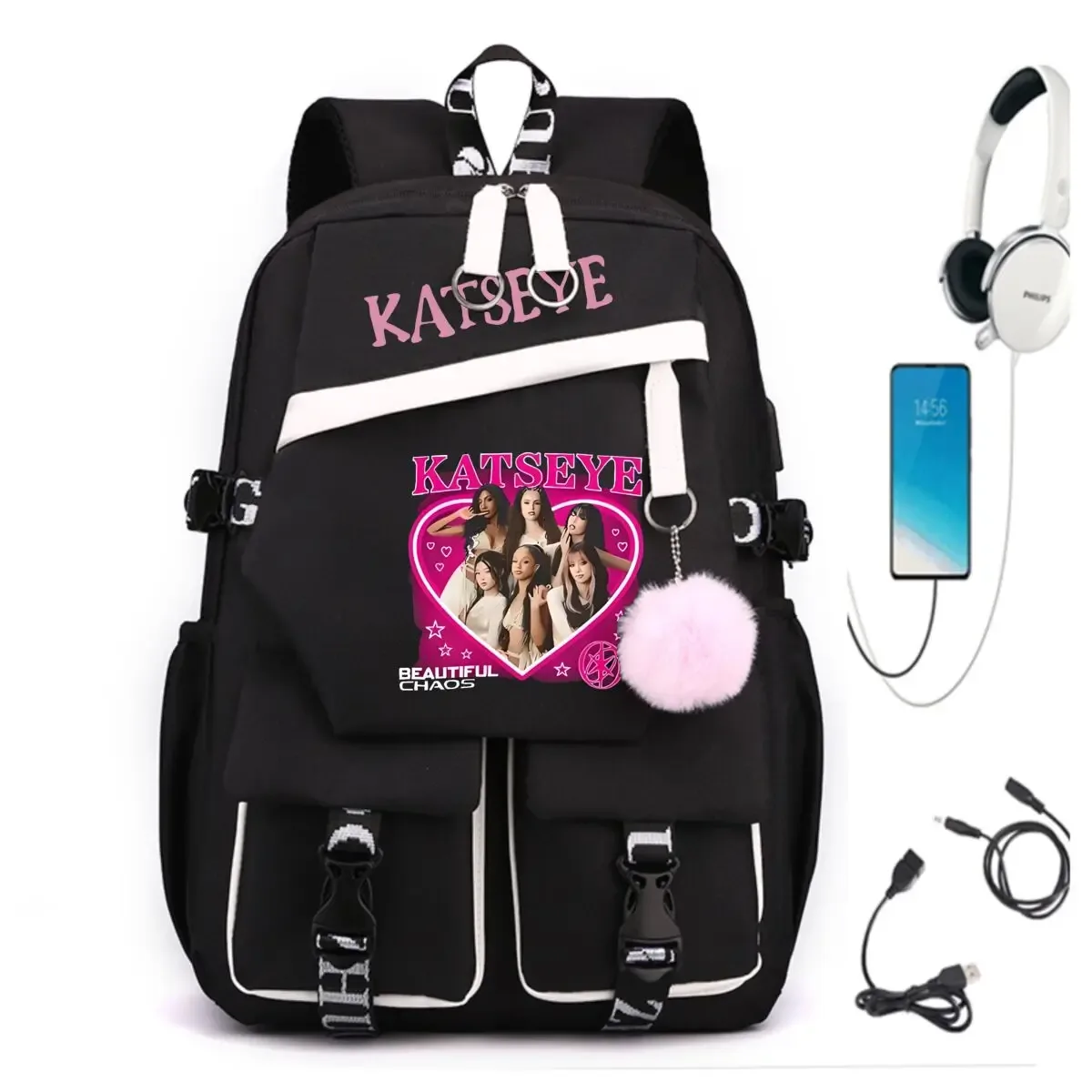 sacs d'école y2k katseye pour adolescentes, style coréen ulzzang, cadeau de rentrée scolaire, sac à dos pour étudiantes, sac de voyage imprimé kpop girls group