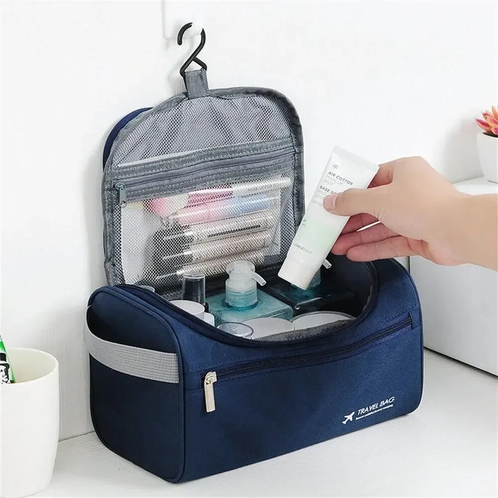 Sac de rangement étanche pour cosmétiques pour hommes et femmes, nylon haute capacité, trousse de toilette de voyage, fermeture éclair, poudres lavantes de maquillage, 1PC