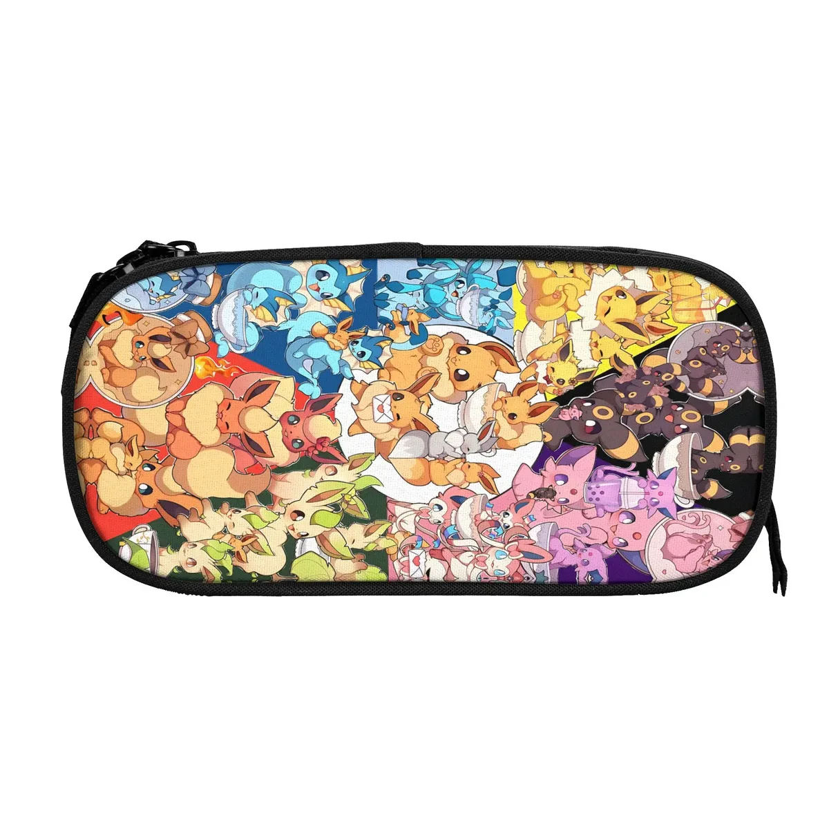 sacs personnalisés pokemon rouge et noir charizard de grande capacité pour enfants, trousse à crayons d'école pour garçons et filles