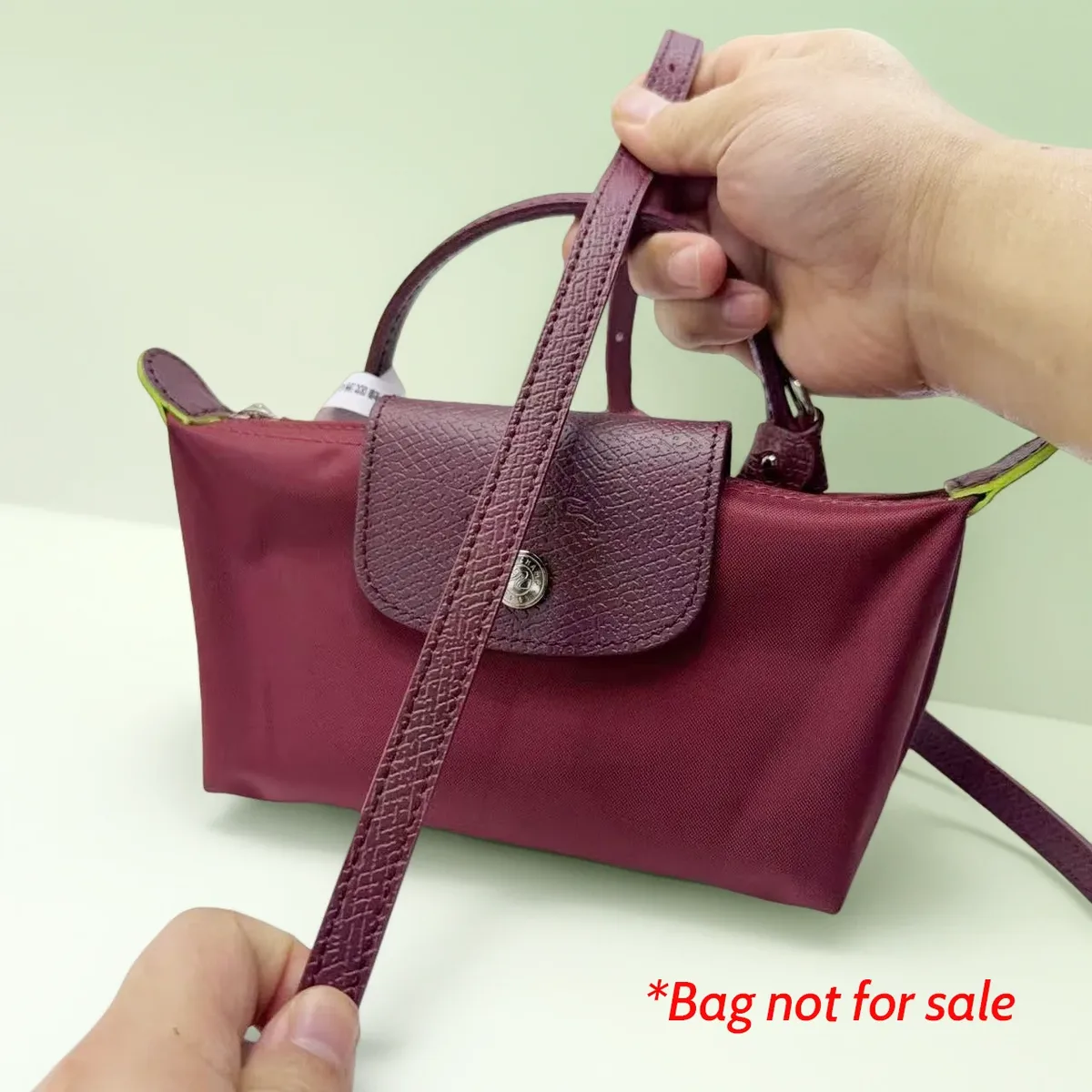 Sangle de sac à bandoulière de remplacement en cuir de vache, pour Mini sac Longchamp Mocha, poinçonnage, Modification gratuite, accessoires de sac