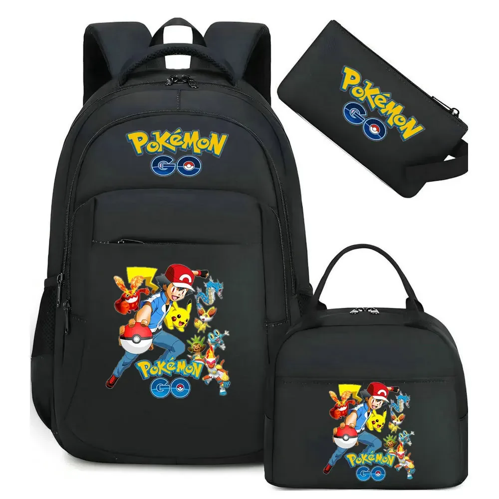 sac à dos camouflage pikachu tendance avec sac à déjeuner pour adolescents, sacs d'école pour étudiants, ensemble de voyage décontracté