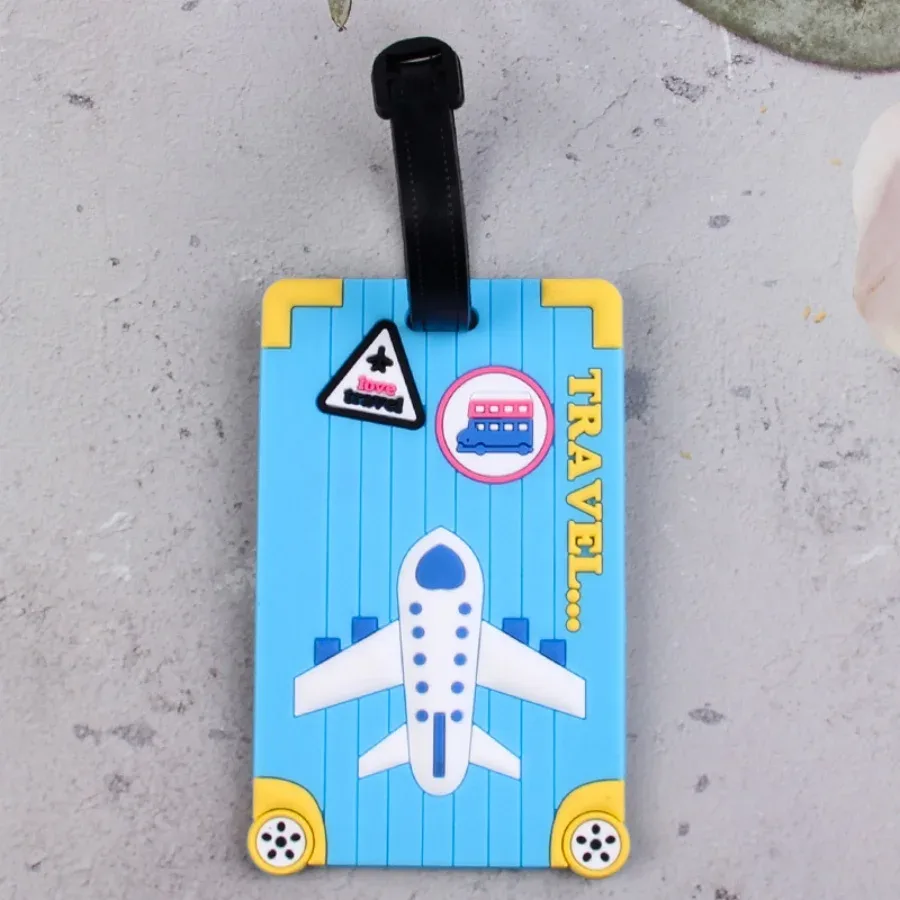 étiquettes de bagage en pvc souple, motif d'avion, étiquette de bagage mignonne, étiquette de valise créative, dessin animé, passe d'embarquement, accessoires de voyage en avion
