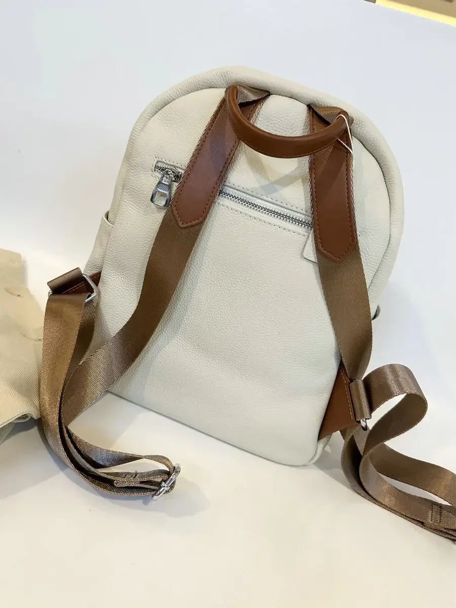 sac à dos de loisirs en cuir de vachette première couche pour femme, sac d'école blanc de grande capacité pour fille universitaire, sac de voyage commpiedmont initié