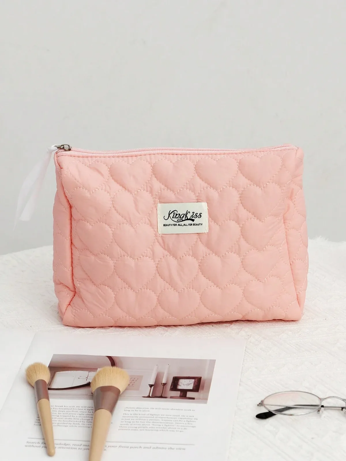 trousse de maquillage douce en forme de cœur, sac à cosmétiques décontracté, cubes d'emballage portables de vacances, voyage pour femmes, cadeau de printemps et d'été, sac de soins de la peau