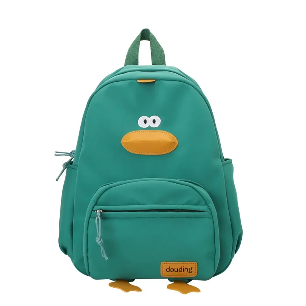 sac de voyage en nylon avec motif de canard de dessin animé, sac à dos à 3 couches avec poches zippées pour tout-petits, sac d'école de grande capacité pour étudiants et filles