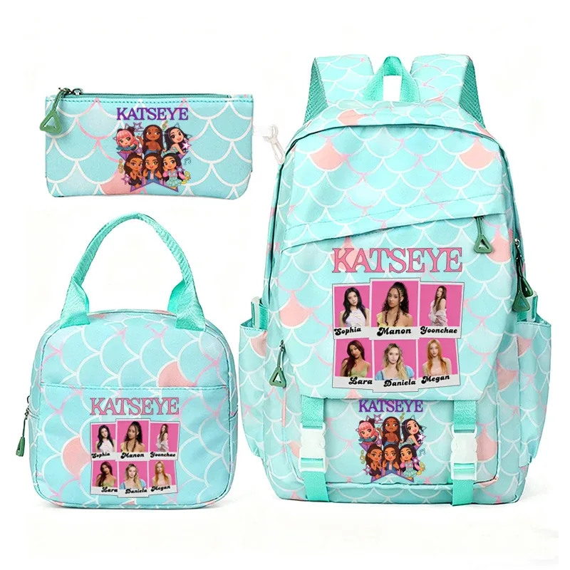 katseye musique sacs à dos pour filles garçons 3 pièces voyage haute capacité étudiants sacs d'école couleur fraîche ordinateur portable mochilas yk2