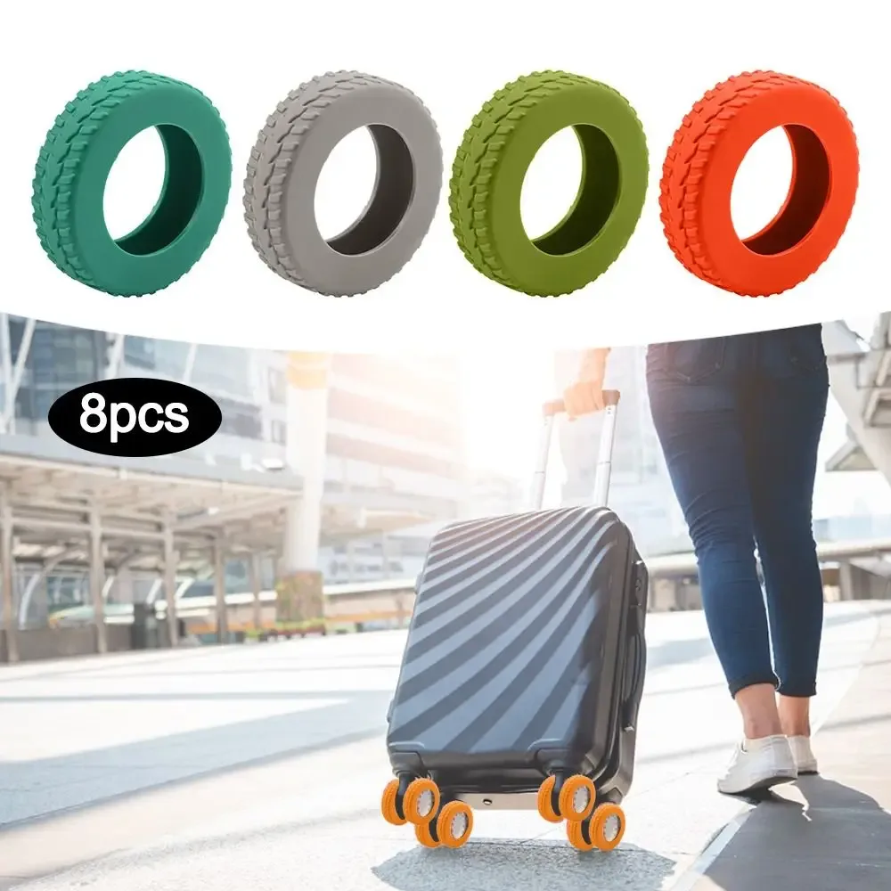 8 pièces bagages de voyage roulettes chaussures valise en silicone roues protection couverture silencieuse chariot boîte roulettes couverture bagages accessoires