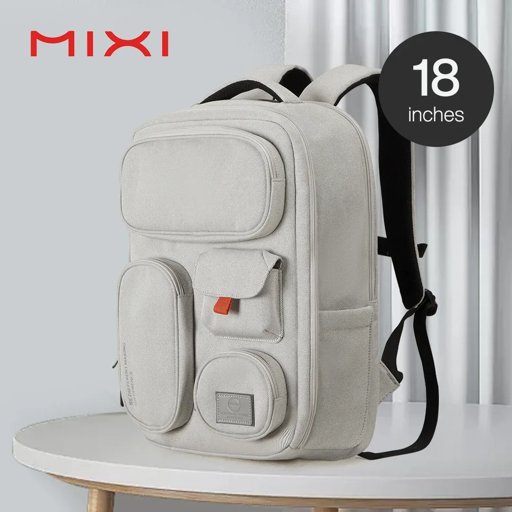 mixi nouveau design brevet sac à dos de voyage multifonctionnel unisexe étanche 18 pouces m5015
