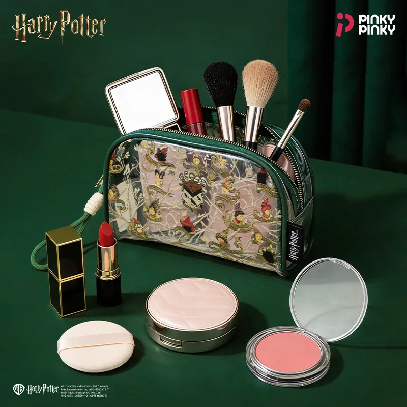 Trousse de Maquillage Noire Pinky Harry Potter, Pochette de Rangement Familiale, Trousse de Toilette Transparente en PVC pour les Déplacements et les Voyages, Cadeau pour les Fans, les Étudiants et les Femmes