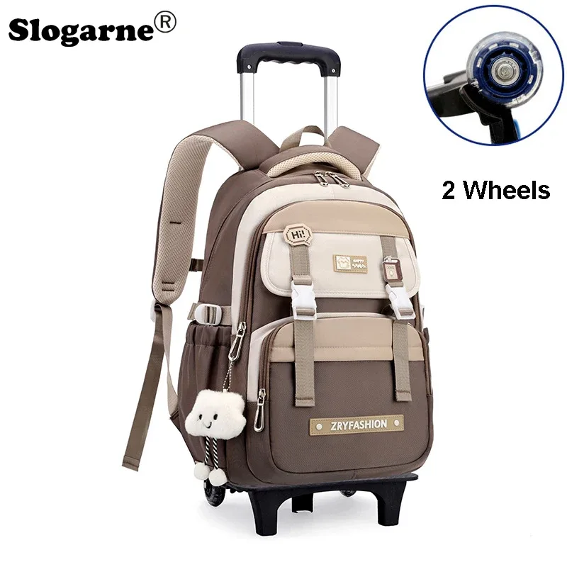 sac à dos roulant pour enfants, sac d'école étanche avec roulettes, chariot de collège, sac à dos à roulettes pour femmes