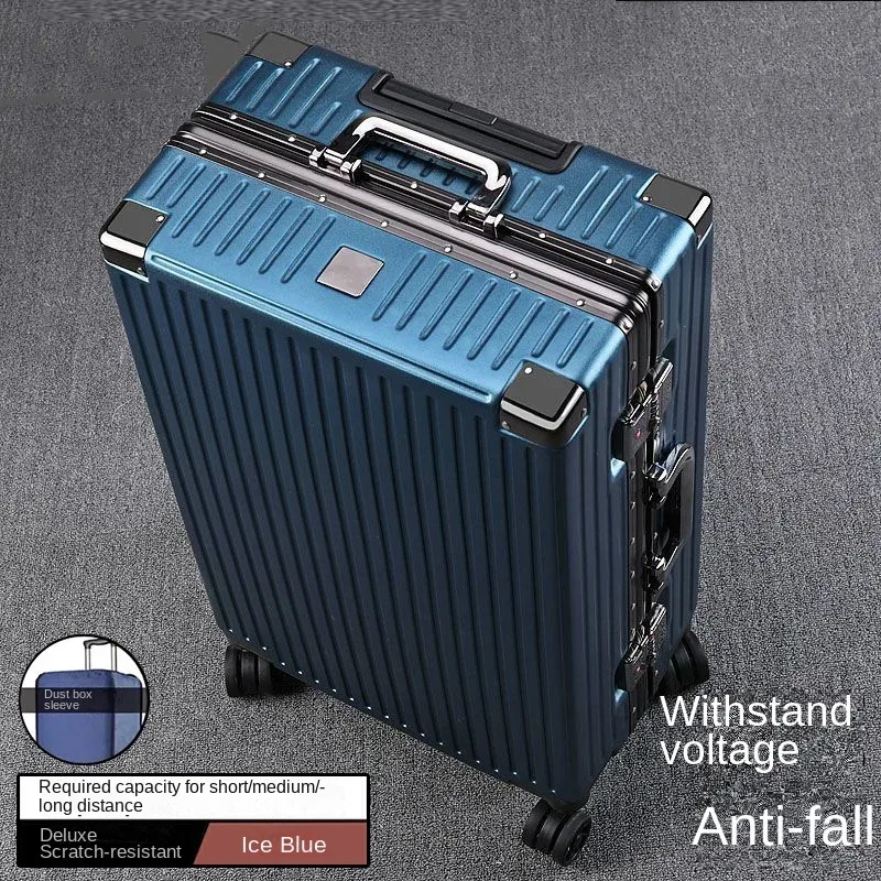 valise à cadre en aluminium, boîtier de chariot de grande capacité, sac de cabine à mot de passe solide et durable, valise pc épaisse 20/22/24/26/28