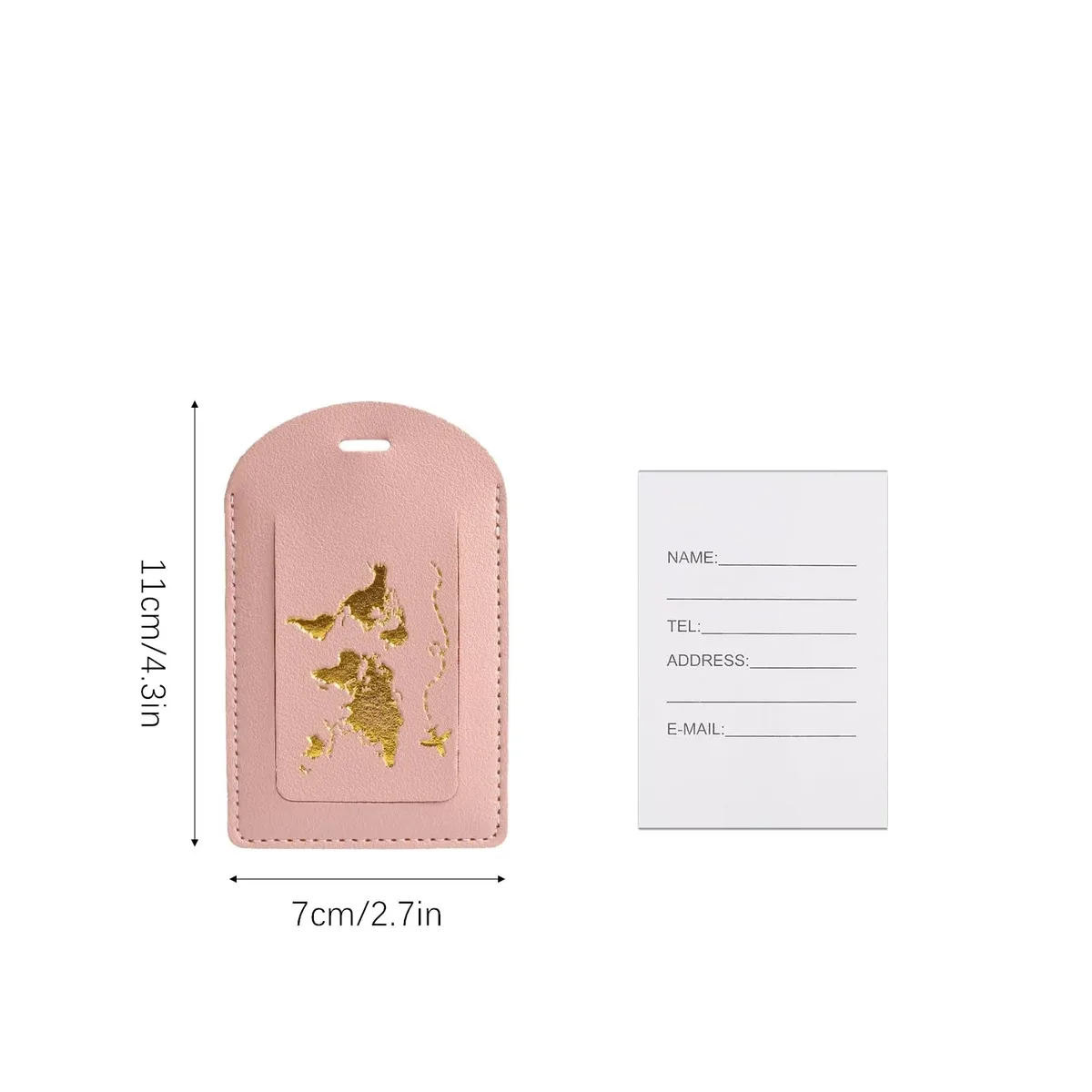 2 étiquettes de bagage en cuir, étiquettes d'adresse pour bagages avec sangle réglable, étiquettes de protection de la vie privée pour valises