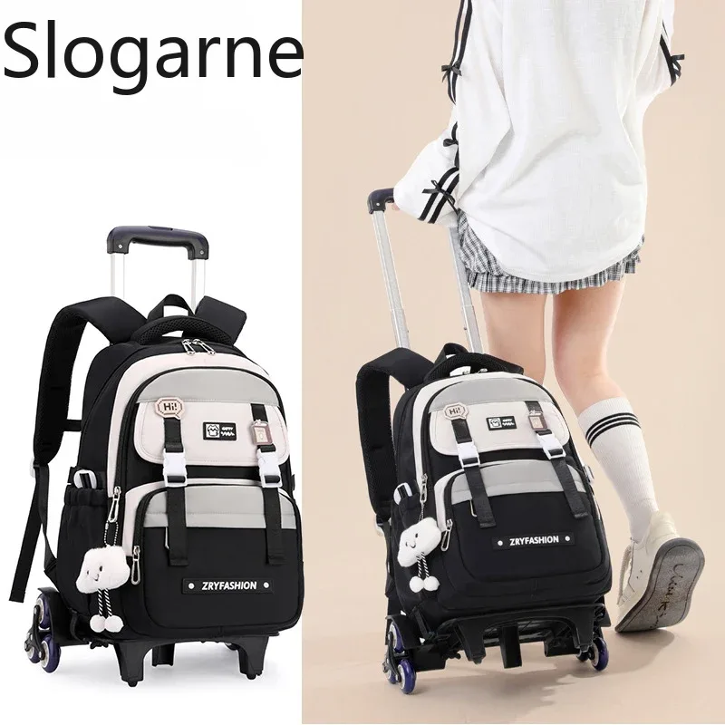 sac à dos roulant pour enfants, sac d'école étanche avec roulettes, chariot de collège, sac à dos à roulettes pour femmes