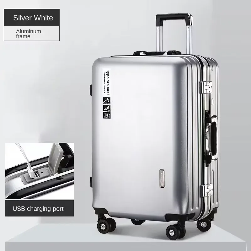 valise à main avec cadre en aluminium, 20 22 24 28 pouces, bagage roulant, cabine de voyage, boîtier de chariot, sac de voyage, verrouillage par mot de passe, fermeture éclair
