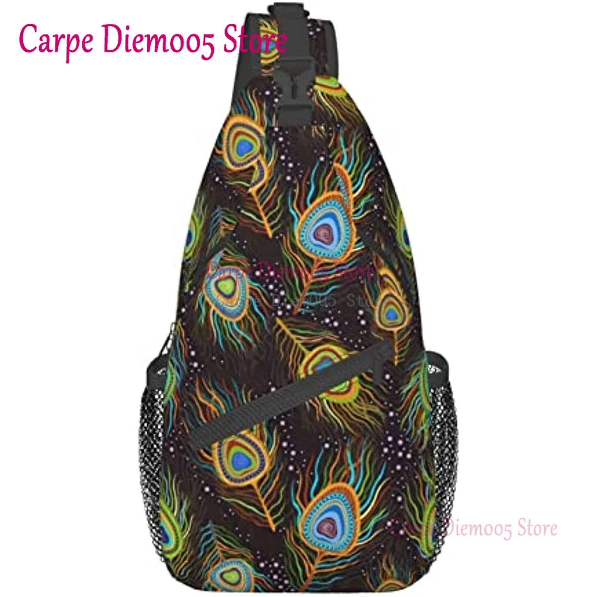 sac à bandoulière plume de paon, sac à dos de randonnée, sac de jour, sac de poitrine, sac à bandoulière pour femmes et hommes