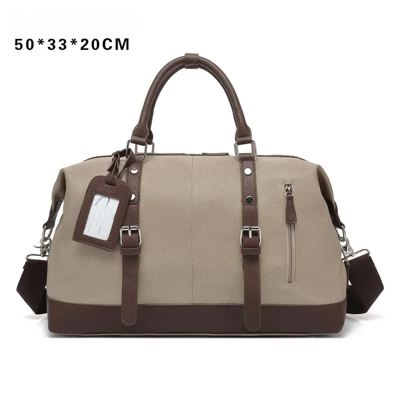 sac de voyage en toile pour hommes, en cuir pu, bagages d'extérieur, voyage, fitness, photographie, sac à main de grande capacité, sac à dos à bandoulière