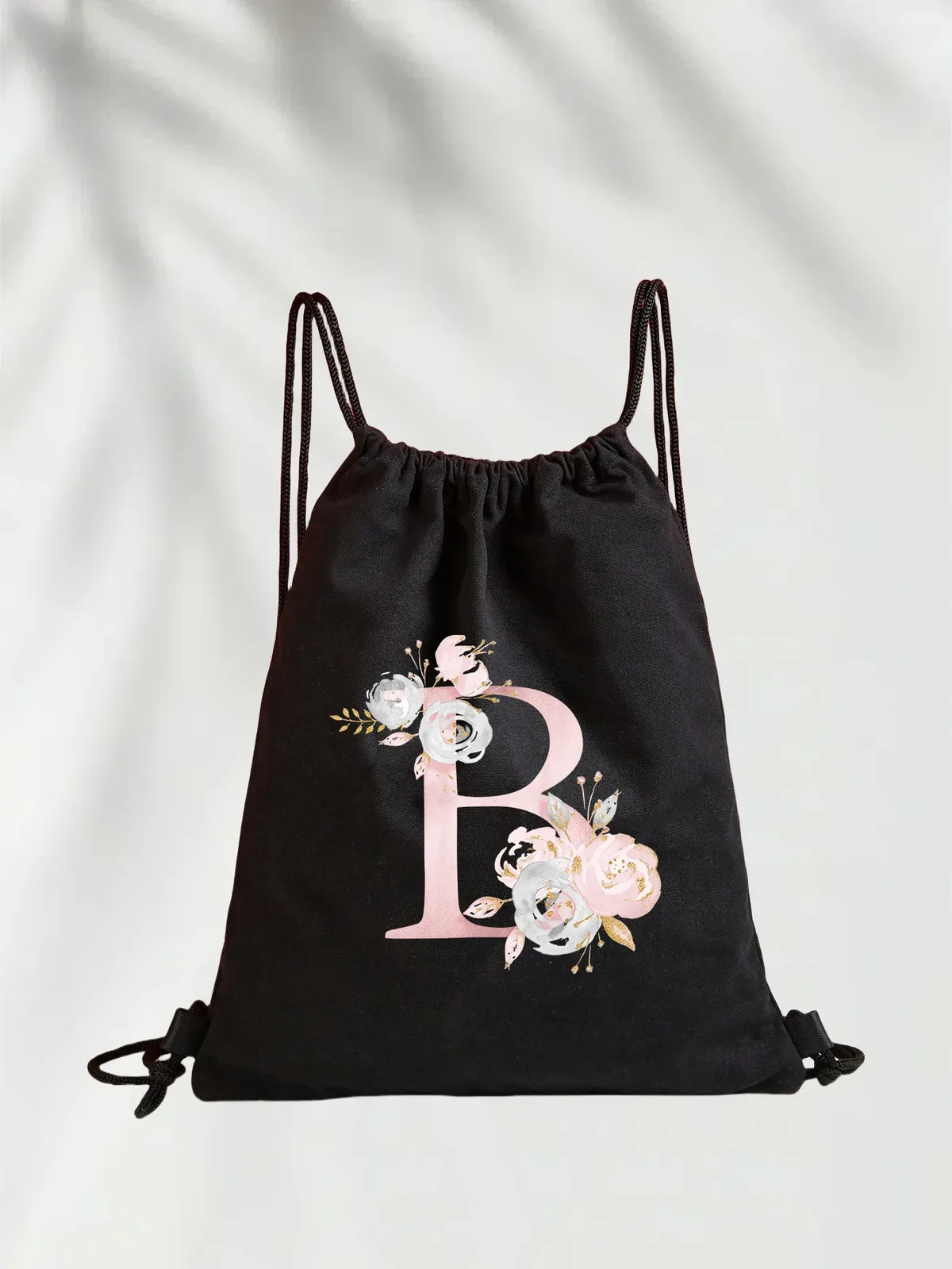 sac à dos léger unisexe à cordon de serrage pour le sport et le fitness, les voyages en plein air et les étudiants avec motif de nom de lettre initiale