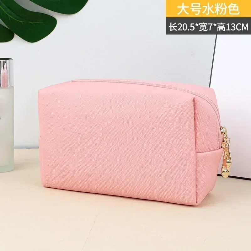 sacs à cosmétiques en cuir pu avec fermeture éclair pour femme, trousse de maquillage, étui à rouge à lèvres, trousses de toilette étanches, petit et grand, mode féminine, 1pc