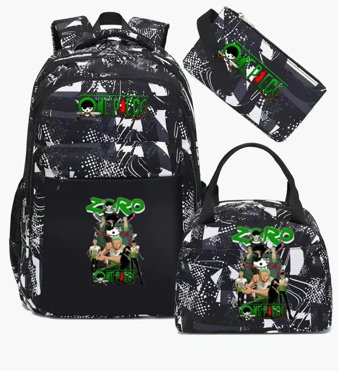 sac à dos one piece 3 pièces camouflage pour adolescents, sacs d'école pour ordinateur portable, sacs de voyage pour collégiens/lycéens, mochilas