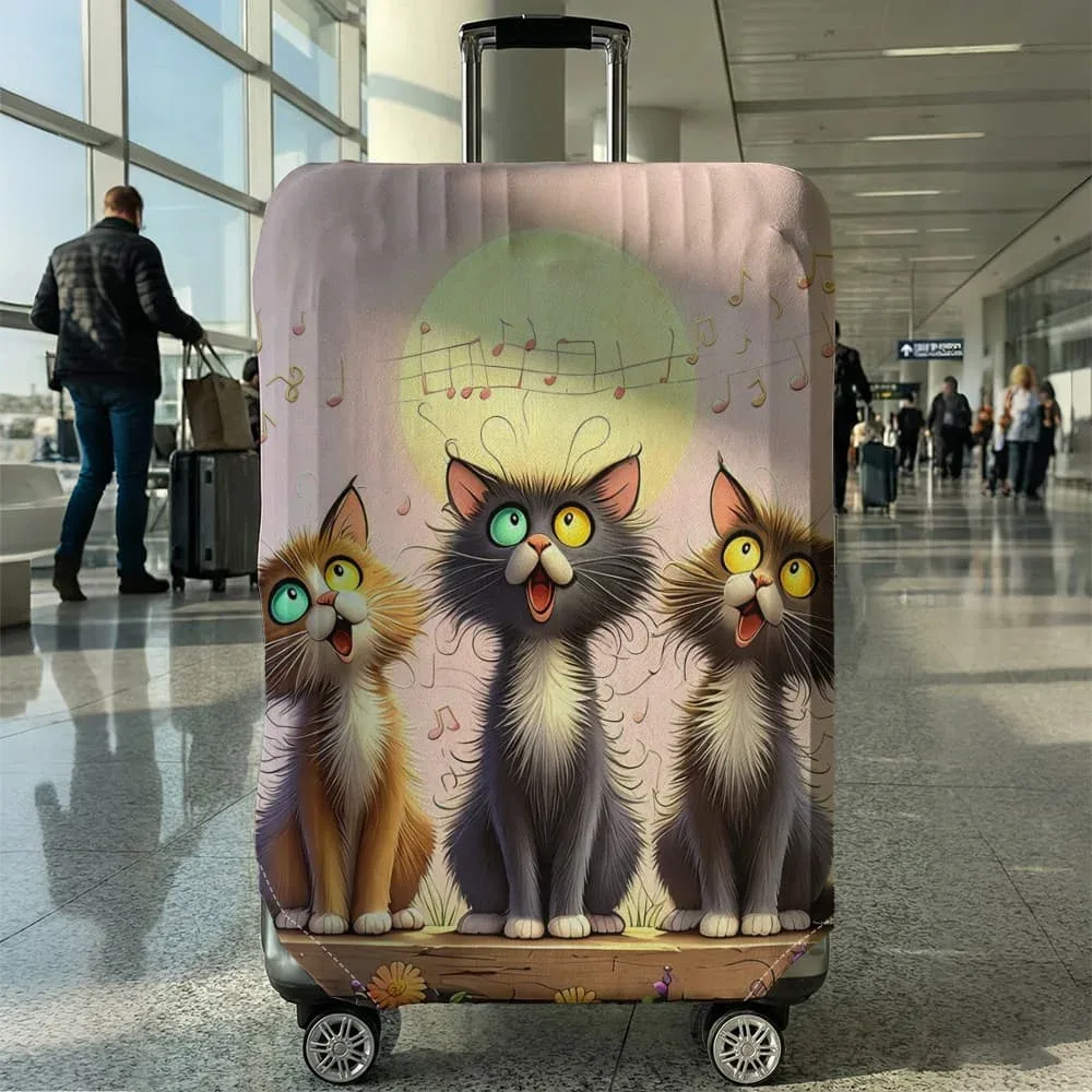 housse de protection pour bagages à motif de chat, ensemble adapté aux bagages de 18 à 32 pouces, housse de poignée de valise, accessoires de voyage