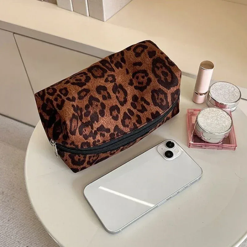 sac de maquillage léopard, trousse à cosmétiques de voyage, sac de rangement portable à fermeture éclair, sacs de toilette multifonctions, organisateur pour femmes, pochette