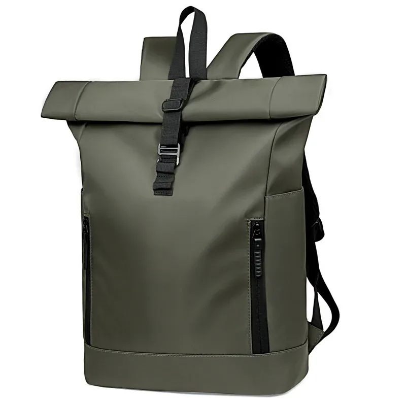 sac à dos de voyage d'affaires unisexe grande capacité, design enroulable, sac en nylon décontracté urbain pour les voyages en plein air et les trajets quotidiens