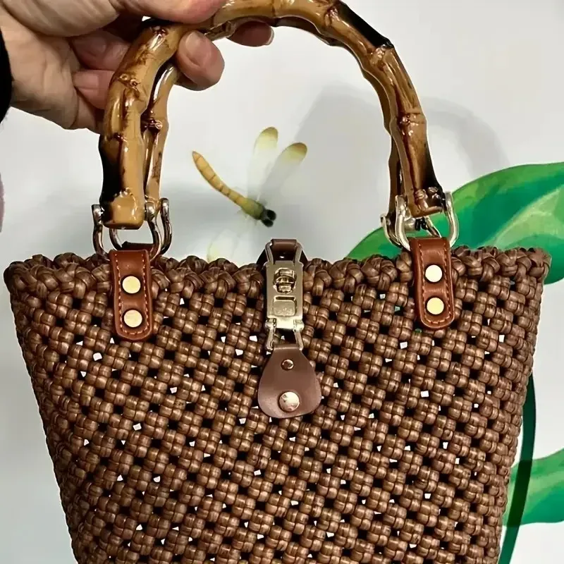 poignées de sac à main en bambou naturel, 1/2 pièces, poignée en forme de d, cadre de sac à main, bricolage artisanal, accessoires de sac tissé, poignée de remplacement