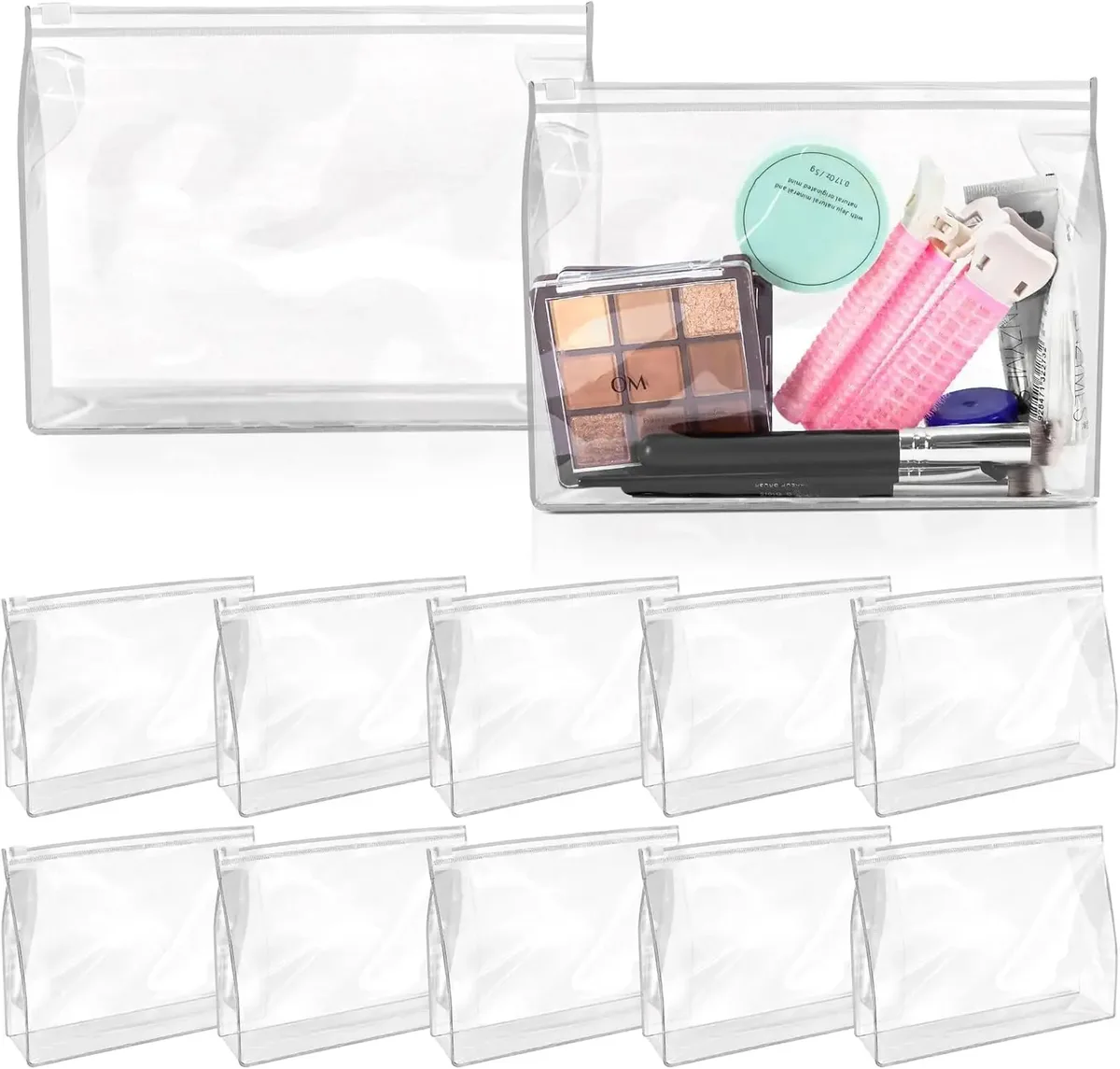 mini sac de maquillage transparent, petite pochette à fermeture éclair, organisateur de cosmétiques en plastique pour voyage, étanche pour articles de toilette, maillot de bain, bikini, 24 pièces