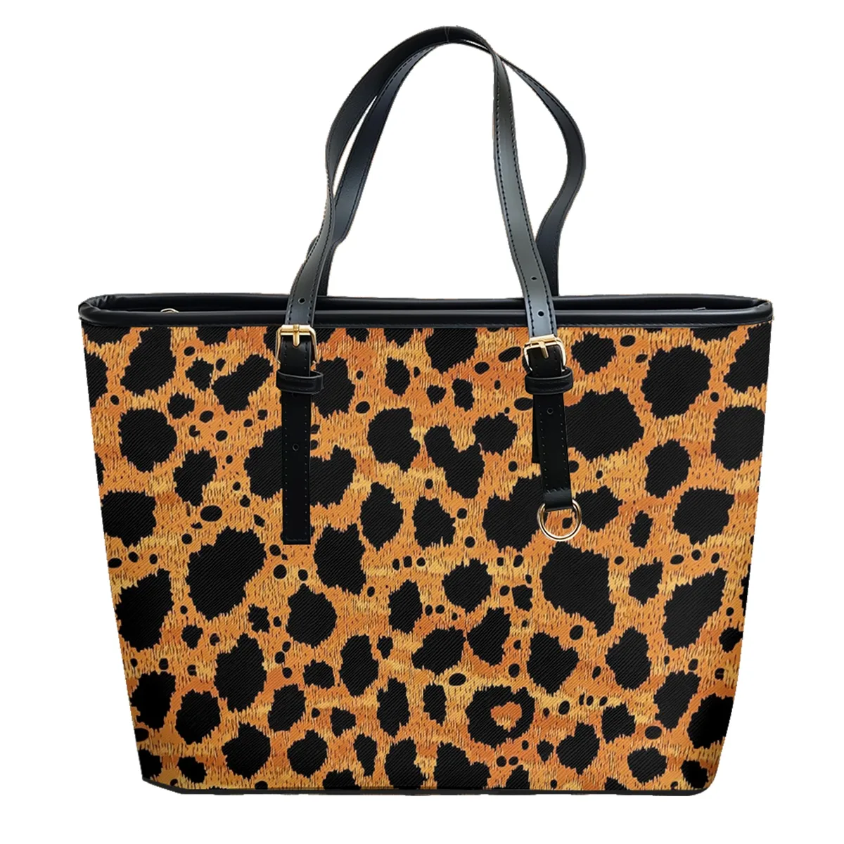 sac à bandoulière en cuir pvc oxford imprimé léopard doré, fourre-tout de voyage léger à fermeture éclair, sac à main de week-end de travail convertible quotidien