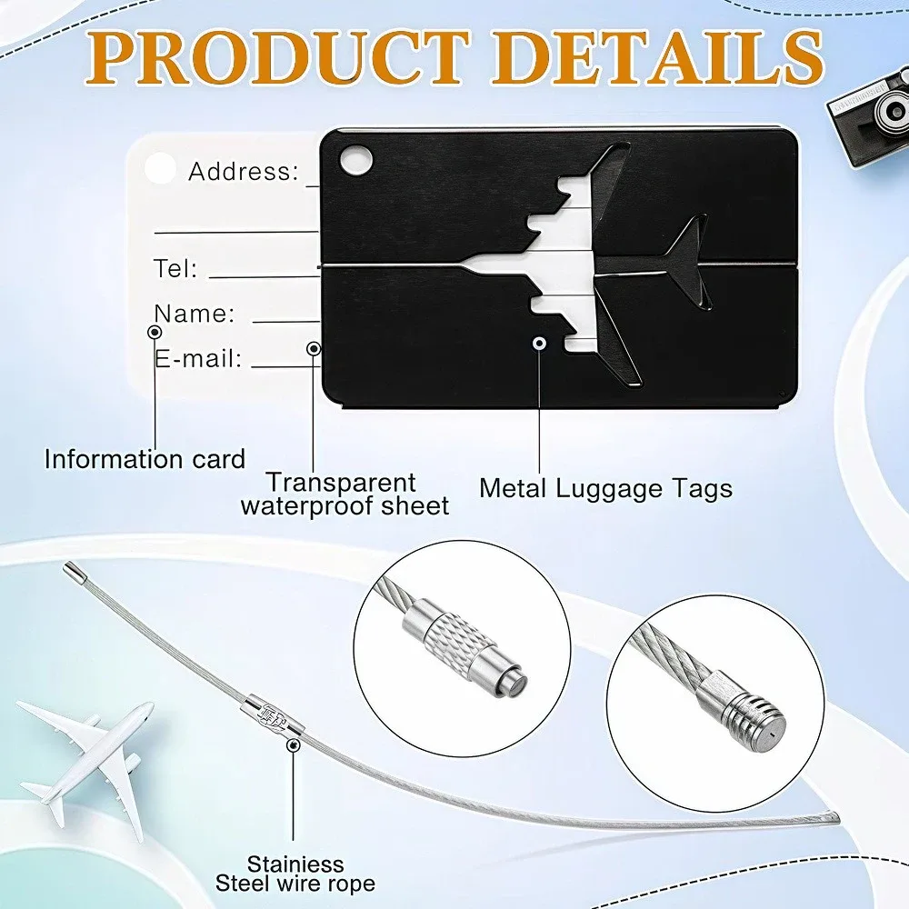 étiquette de bagage de voyage en alliage d'aluminium, étiquette suspendue pour valise, avion avec nom, cartes d'identité, anti-perte, couleur unie, accessoires de voyage.zmt