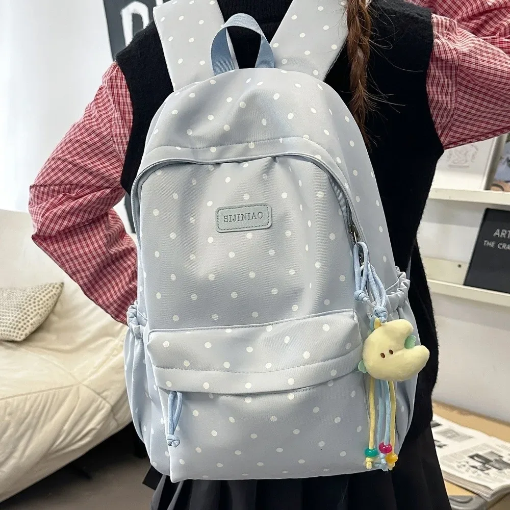 sac à dos à pois double bretelle grande capacité léger imperméable pour voyage et école – adorable pour étudiants