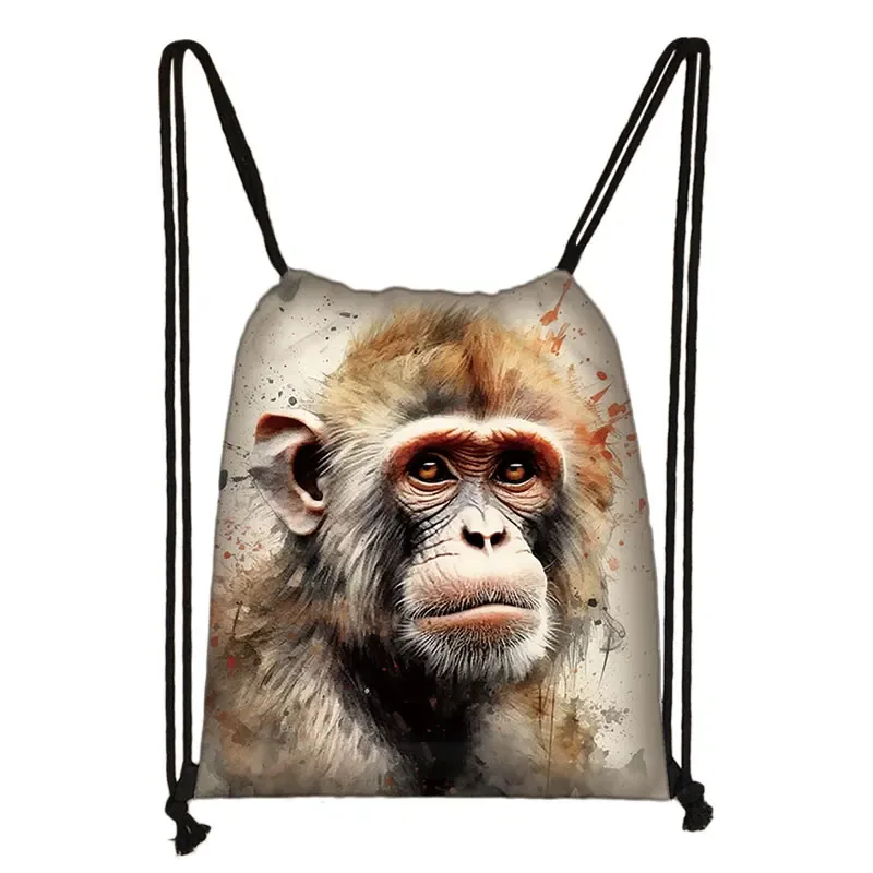 sac à dos imprimé animal théâtre l loup éléphant cheval, sacs à cordon de proximité pour femmes, sac de rangement mode pour adolescentes, sacs à livres kawaii pour filles, cadeau