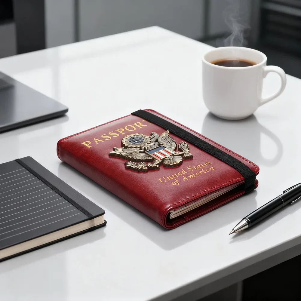 porte-passeport rfid pour voyage, étui de passeport étanche avec badge métallique 3d, portefeuille portable pour cartes bancaires