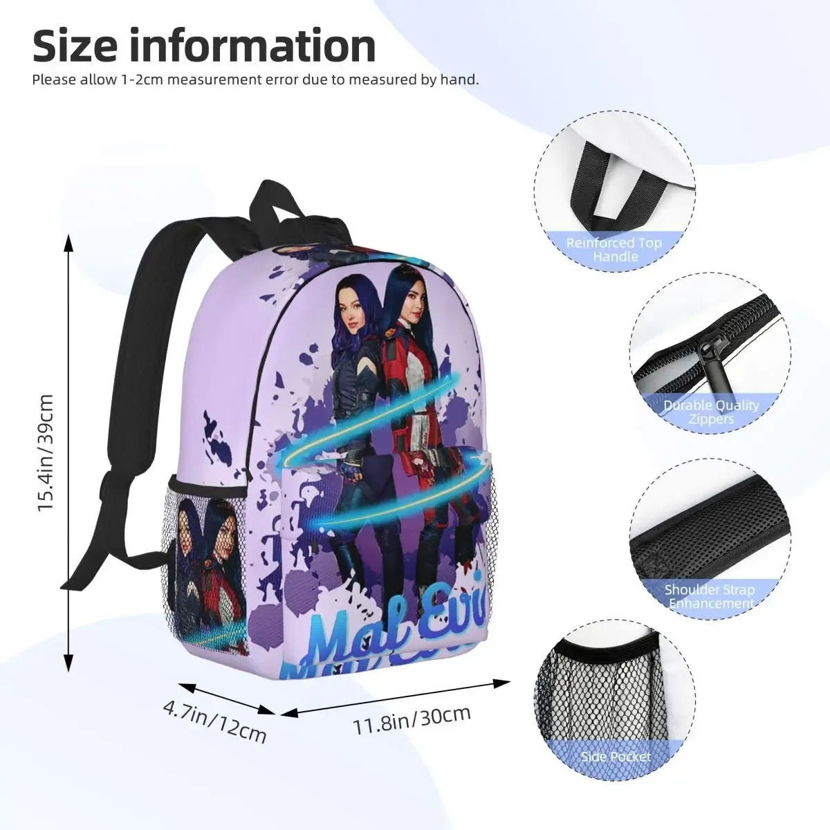 mal et evie forever descendants 3 sac à dos étudiant garçons filles bookbag enfants sac d'école ordinateur portable sacs à bandoulière pour hommes femmes