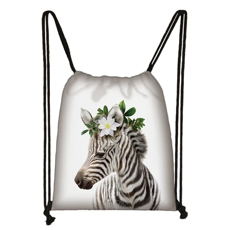 sac à cordon de serrage mignon animal koala femmes hommes mode sac de rangement panda/zèbre fille voyage loisirs sac à dos pliable