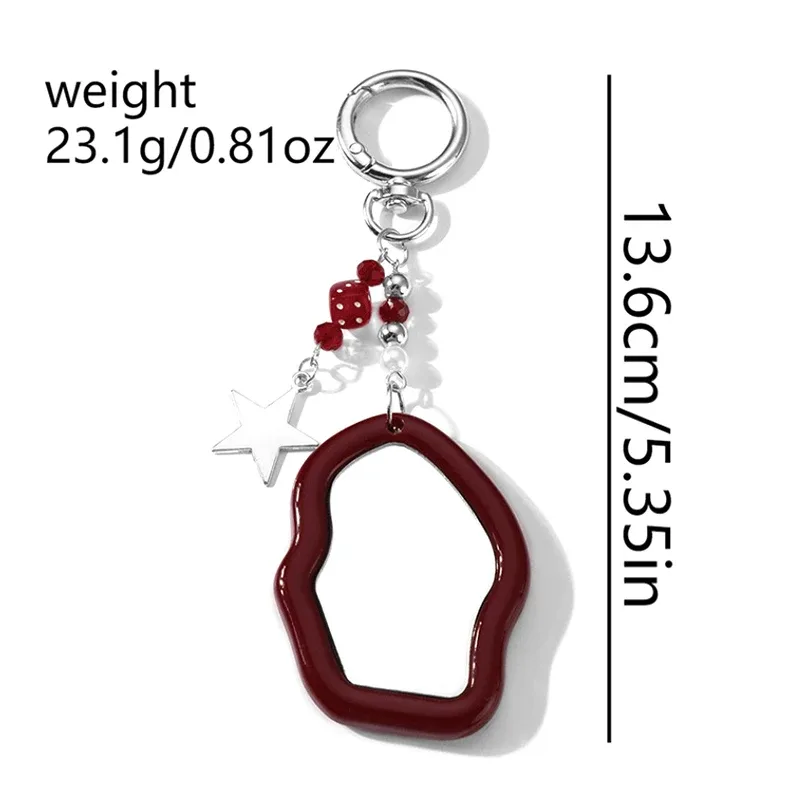 porte-clés simple et délicat avec breloque cœur rouge, nœud et miroir, style y2k, pour téléphone portable, voiture, écouteurs, sac à dos, bijou, cadeau