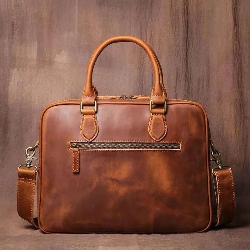 luokir-sac à main en cuir de vachette pour homme, sac d'ordinateur de bureau décontracté, sac à main en cuir de haute qualité, simple, élan, cheval, bombes, document gt, vintage