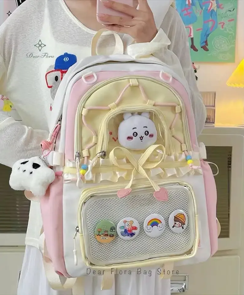 nouveau sac à dos anime ita en forme de cœur avec nœud, sac à dos transparent bidimensionnel mignon pour fille, grande capacité, sac à dos de présentation diy pour otaku