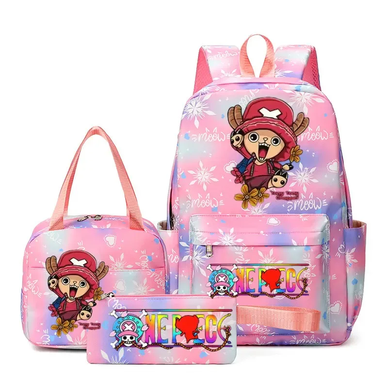 sacs à dos one piece pour femmes et hommes, sac d'école grande capacité, sac à dos imprimé, sac de voyage, sac à dos pour homme, mochila, lot de 3