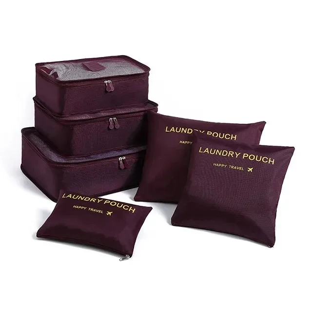 6/7 pièces ensemble organisateur de voyage sacs de rangement emballage multifonction cube sac pour vêtements bien rangé portable garde-robe valise pochette